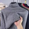 Suéter de lana para hombre, cuello alto, nuevo estilo de invierno, casual de alta gama, engrosado para abrigar, color liso, prenda base de punto