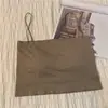 Spice Girls Camisola Pequena Colete Interno Feminino com Bojo para Verão Design de Amarração no Peito Sem Alças Peça Externa Sem Mangas Top Curto
