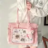 Bolsa Transparente Tipo Insignia Estilo Japonés para Convenciones de Anime, Bolsa para Muñecas de Uso Diario, Bolso de Hombro para Estudiantes Mujeres, Bolsa Tote para el Trabajo, Bolso Cruzado
