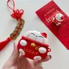 Estojo Fofo de Gato da Sorte para AirPods Pro/3 Fone de Ouvido Desenho Animado Silicone 1ª/2ª Geração Estojo para Fone de Ouvido Bluetooth da Apple Adequado