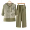 Conjunto de Ropa de Verano para Mujeres de Mediana Edad y Mayores 2026 Estilo Nuevo, Blusa para Mamá, Atuendo para Abuela, Ropa de Verano Delgada para el Día de la Madre