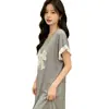 Bata de Noche de Modal con Almohadillas para el Pecho, Estampado Dulce de Gatito de Verano, Lindo Vestido de Longitud Media, Conjunto de Ropa de Casa Estilo Japonés con Encaje