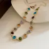 Collar Geométrico Multicolor de Doble Capa Estilo Palacio Francés con Diamantes, Lujo Ligero y Sensación de Alta Gama, Cadena para el Cuello de Moda y Versátil