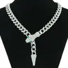 Estilo hip-hop europeu e americano masculino transfronteiriço joia popular corrente cubana cravejada de diamantes cabeça de cobra corrente para clavícula tendência masculina