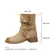 Botas Martin de Solado Grosso Estilo Britânico para Mulheres, Botas Curtas com Zíper Cor Lavada Vintage Outono e Inverno 2026, Botas de Motociclista de Cano Médio