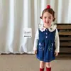 Ropa para niñas: vestido de otoño, vestido tipo chaleco de mezclilla para niñas, atuendo de principios de otoño, vestido de bebé Clase A