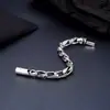 Pulsera Rugosa de Plata Tailandesa S925 Sterling Plata Hierba Tang Retro para Hombre Personalidad Segura Europea y Americana para Novio