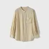 Camisa texturizada plissada, toque de alta qualidade, 4 cores macaron, mangas bufantes, estilo fino, novidade verão 2026 estilo francês