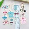 Equipo Médico Gorro de Enfermera Termómetro Jeringa Gota de Aceite Aleación Accesorios para Joyería DIY Collar con Llave Pulsera Colgante