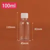 Frasco de remédio graduado de boca pequena 50ml/100ml, frasco dispensador de plástico PET marrom, tampa anti-roubo, frasco de reagente, frasco para coleta de amostras líquidas
