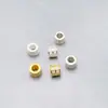 Plata de ley S925 cuentas de barril con agujero grande cuentas espaciadoras zirconita dorada incrustada junta material de accesorio de plata para pulsera DIY