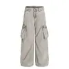 Z006 Estilo Americano Retro Moderno Calle Lavado Industria Pesada Diseño Multibolsillo Holgado para Hombre Jeans de Trabajo Cruzados
