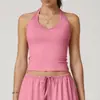 Sujetador Deportivo de Yoga con Cuello Halter para Correr Fitness, Sensación de Segunda Piel, Secado Rápido, Ajustado, Espalda Bonita, Sujetador de Yoga para Mujer