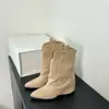 Encuentro de Primera Temporada Estilo Coreano Tacón Grueso Punta Fina Botas de Pantalón Botines Cortos para Mujer Nuevo Estilo Otoño/Invierno 2025 Botas de Mujer para Ponerse Bordado Retro