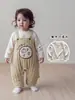Conjunto Infantil Feminino Estilo Coreano Novo de Inverno Roupa Íntima Amiga da Pele para Bebê Macacão Acolchoado com Desenho Conjunto de Duas Peças Roupa de Inverno para Crianças