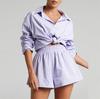 Traje de moda transfronterizo de Amazon para Europa y América, conjunto informal de dos piezas con camisa de un solo pecho y pantalones cortos elásticos.