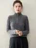 2025 Nuevo Invierno Engrosado Cable Medio Cremallera Cuello Alto Tejido de Cachemir Ropa de Punto de Cachemir para Mujer Ropa de Punto para Viajar