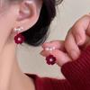 Brincos de pérolas de veludo vermelho outono e inverno, brincos femininos de nicho, design exclusivo, brincos vintage de alta qualidade para ano novo