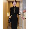 Vestido Negro Estilo Chanel, Colección Otoño para Mujer, Nuevo Diseño 2026, Vestido Largo Único y Elegante