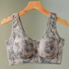 Sutiã Fino para Meia-Idade e Idosos Sem Aro Estilo Colete com Estampa em Renda Sem Fecho Confortável Roupa Íntima das Costas Sutiã Feminino