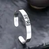 Pulseira de prata de lei 925 atacado com gravação de Tigre abertura ajustável pulseira para homens e mulheres lisa tendência joias de moda personalizadas