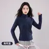 Jaqueta Feminina de Lã e Seda com Gola Alta e Zíper, Nova Coleção de Outono, Quente, Amiga da Pele, Esportiva, Modeladora, Top para Yoga