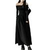 Vestido negro pequeño de hombros descubiertos puro deseo 2024 estilo Hepburn cintura ajustada vestido de moda ajustado tubo vestido nuevo