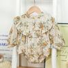 Novo Macacão de Bebê 2025 Roupas de Outono Tecido Zou Floral Saco Vestido Mijão Estilo Ocidental Fino Macacão de Rastejar Bebês e Crianças Pequenas