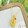 Pingente de Buda Fofo, Ouro de Areia Estilo Antigo, Não Olhe nem Ouça a menos que Convidado, Dois Estilos, Cobre com Banho de Ouro, Corrente de Corda Preta Opcional, Novo Estilo Chinês