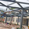 Toldo de estructura de acero paisajístico para parques escolares y zonas de ocio, construcción de toldo metálico con estructura de acero hecho a medida