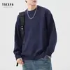Suéter Cálido de Invierno Yacang para Hombre, Holgado, Cuello Redondo, Jersey 2024 Nuevo, Color Sólido, Suéter de Punto, Chaqueta Casual para Pareja