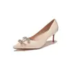 9169E-239 Tacones Altos con Lazo de Pedrería y Brillo para Mujer Punta Fina Tacón de Aguja Zapatos de Fiesta con Lentejuelas Novia