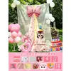 Tela de malla atmosférica colgante para la primera fiesta de cumpleaños de una niña, accesorios para fotos al aire libre, decoración de fiesta de cumpleaños, ambientación de escena, globos 6
