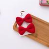 Horquilla de tela roja para niña, accesorio para el cabello, con flequillo, pinza lateral, lazo de tela, para otoño e invierno