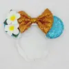 Aniversário Infantil Orelhas do Mickey Faixa Elástica Headband Faixa de Cabeça Mickey Letra Colorida Lantejoula Laço Parque de Diversões