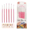 Set de pinceles de madera con cerdas de nylon de 6 piezas para principiantes, pinceles para acuarela, materiales de arte, set de pinceles para pintura al óleo