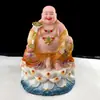 Mármore Branco Três Santos de Saha Buda Shakyamuni Bodhisattva Ksitigarbha Bodhisattva Avalokitesvara Ornamento para Salão de Buda Doméstico Atacado