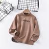 Roupa infantil atacado primavera roupa infantil de veludo camisa base meninas top estampado com letras meninos estudantes gola média alta
