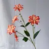 Flores Lírio Artificiais de 5 Cabeças com Pétalas Duplas para Decoração de Casamento e Cena de Hotel, Arte Floral, Flores Artificiais Atacado, Flores Artificiais