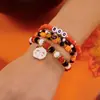 Pulseira da Série Halloween Letra Costura Pulseira de Empilhar Abóbora Fantasma Morcego Pingente Pulseira Mix and Match para Mulheres
