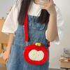 Ventilador de Gato Bolso de Mano de Manzana Peluche Lindo Versátil Bolso Cruzado Manzana Verde Bolso de Hombro Ins Corazón de Niña Original