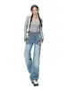 YECHUAN # Jeans acampanados de tiro bajo estilo retro americano para mujer, corte holgado, adelgazantes, que no se pegan, pantalones de largo hasta el suelo para otoño