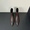 Botines Franceses de Punta Aguda Calzado para Mujer 2026 Otoño/Invierno Nueva Llegada Botas Martin de Piel Suave Tacón Grueso Versátiles Botas Chelsea Adelgazantes