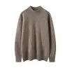 Suéter de cachemira teñido en degradado para mujer, cuello semi alto, jersey grueso de tres hilos, top de hilo floral, camiseta básica de corte holgado
