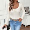 Amazon Cross-Border Europeu e Americano Outono Cor Pura Tricotado Slim Camiseta Estéreo Florzinha Trombeta Pulôver de Manga Comprida Suéter para Mulheres