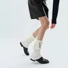 Polainas de tricô com botões estilo retrô para mulheres, versáteis para outono e inverno, com um padrão quente e texturizado e comprimento até a panturrilha.