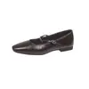 Zapatos Mary Jane cuadrados de estilo retro francés para mujer, nuevo modelo primavera 2026, con una sola correa de hebilla, tacón grueso, corte bajo, adecuados para ir al trabajo
