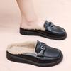 Pantuflas de Terciopelo y Cuero Genuino para Mujer, Zapatos Ligeros de Suela Suave y Superficie Suave para Mujer, Tacones Planos, Zapatos de Terciopelo Cálido y Cuero Genuino para Madre, Venta Directa de Fábrica