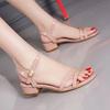 Sandalias de una sola tira estilo hada para mujer, estilo francés, tacón pequeño, zapatos planos nuevos de verano 24 para mujer, zapatos de tacón bajo romano para mujer