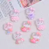 Hielo a través de lindo gato fresa de dibujos animados accesorios para joyería DIY pegamento de crema resina pequeños accesorios hebilla de zapato con agujero bolsa de material